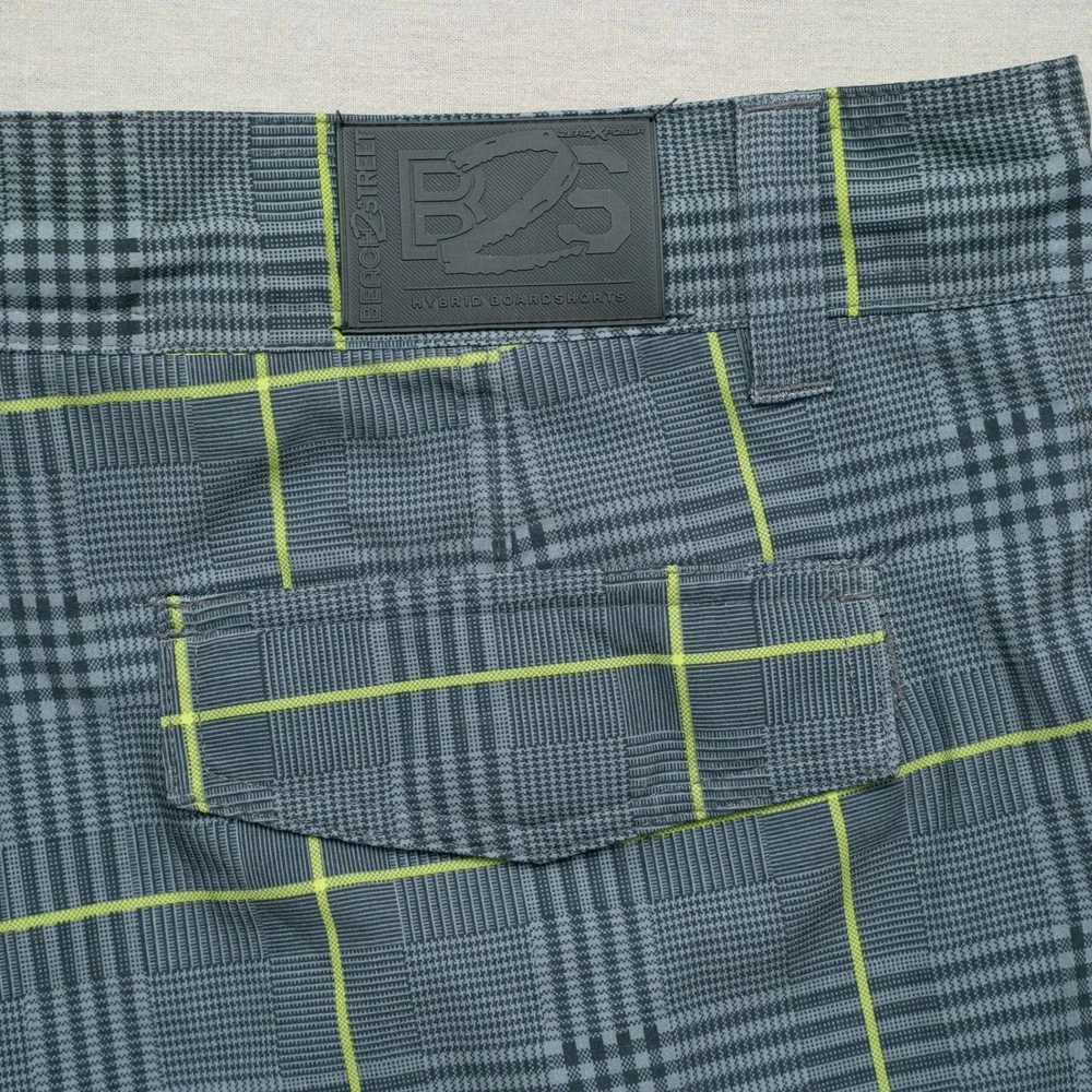 ZeroXposur‎ Beach 2 Street Hybrid Board / Swim Short Green Plaid Y2k Baggy Large